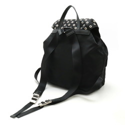 PRADA Prada Grommet Backpack Rucksack Punched Nylon Leather NERO Black 1BZ811