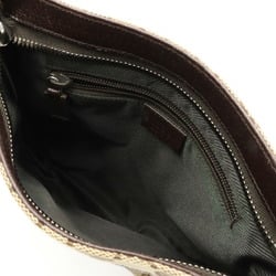 GUCCI GG canvas shoulder bag leather khaki beige dark brown 122793