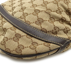 GUCCI GG Canvas Abby Shoulder Bag Leather Khaki Beige Dark Brown 203257