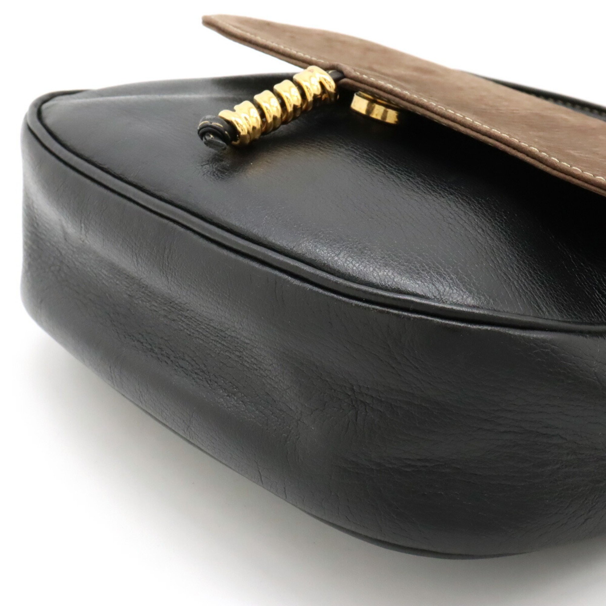 LOEWE Velazquez Twist Handbag Shoulder Bag Bicolor Leather Nubuck Brown Black