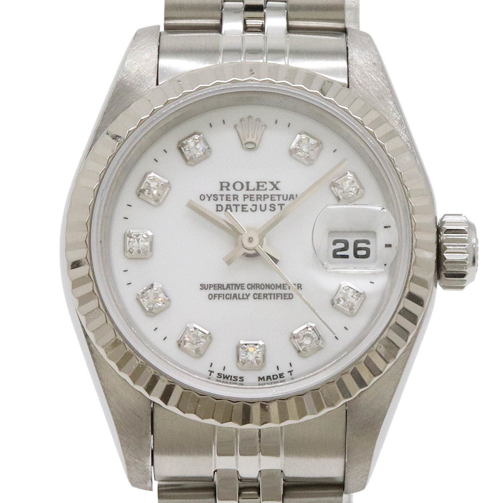 ROLEX Rolex Datejust 10P Diamond White Dial SS K18WG Bezel U-Number New Ladies AT Automatic Watch 69174G