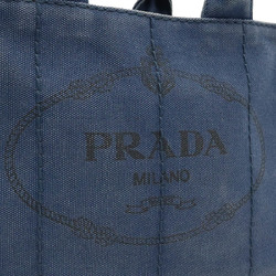 PRADA CANAPA Tote Bag, Handbag, Shoulder Canvas, Navy, 1BG439