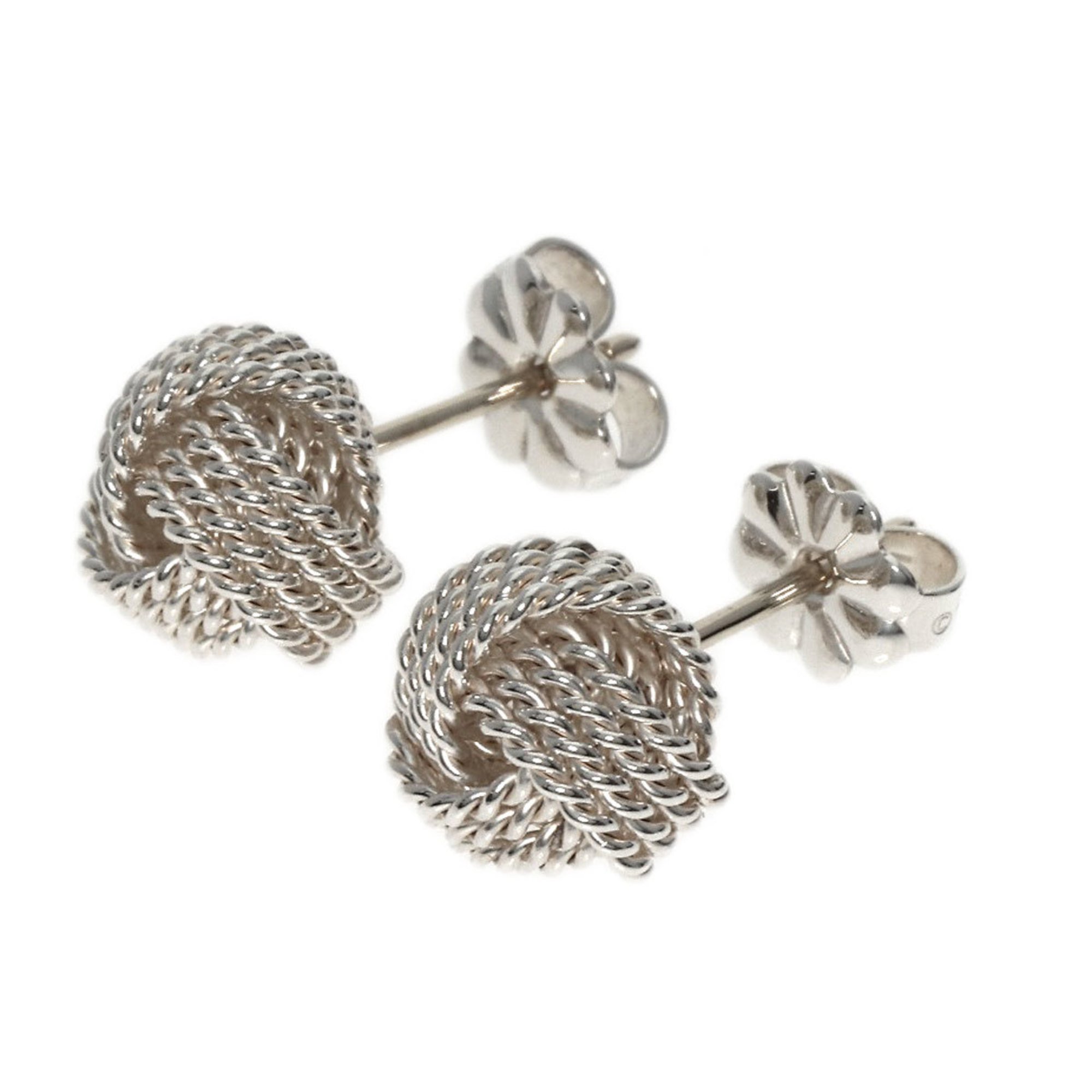 Tiffany mesh ball earrings silver for women