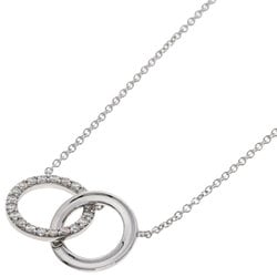 Tiffany Double Interlocking Circle Diamond Necklace K18 White Gold Women's