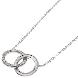 Tiffany Double Interlocking Circle Diamond Necklace K18 White Gold Women's