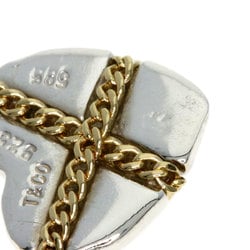 Tiffany Chain Cross Heart Necklace Silver K14YG Women's