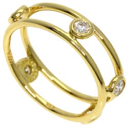 Tiffany Double Wire Ring 5P Diamond K18 Yellow Gold Women's