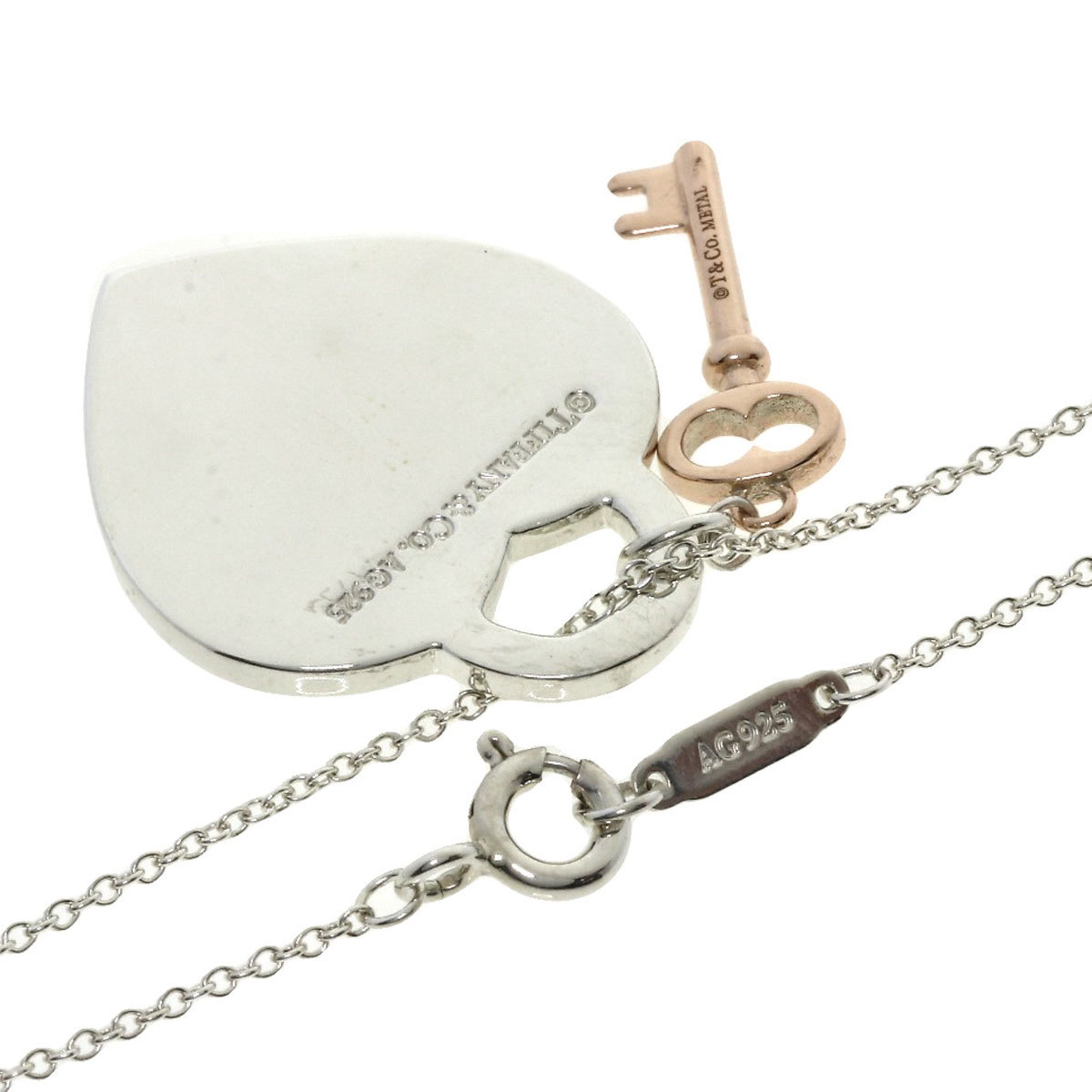 Tiffany Return to Heart Key Necklace in Silver Rubedo Metal for Women