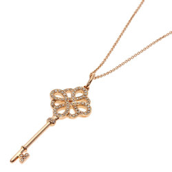 Tiffany Knot Key Diamond Necklace K18 Pink Gold Women's