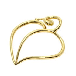 Tiffany Apple Heart Leaf Pendant Top K18 Yellow Gold Women's