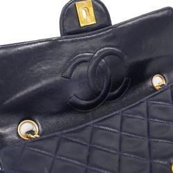 Chanel Shoulder Bag Matelasse W Chain Lambskin Navy Women's