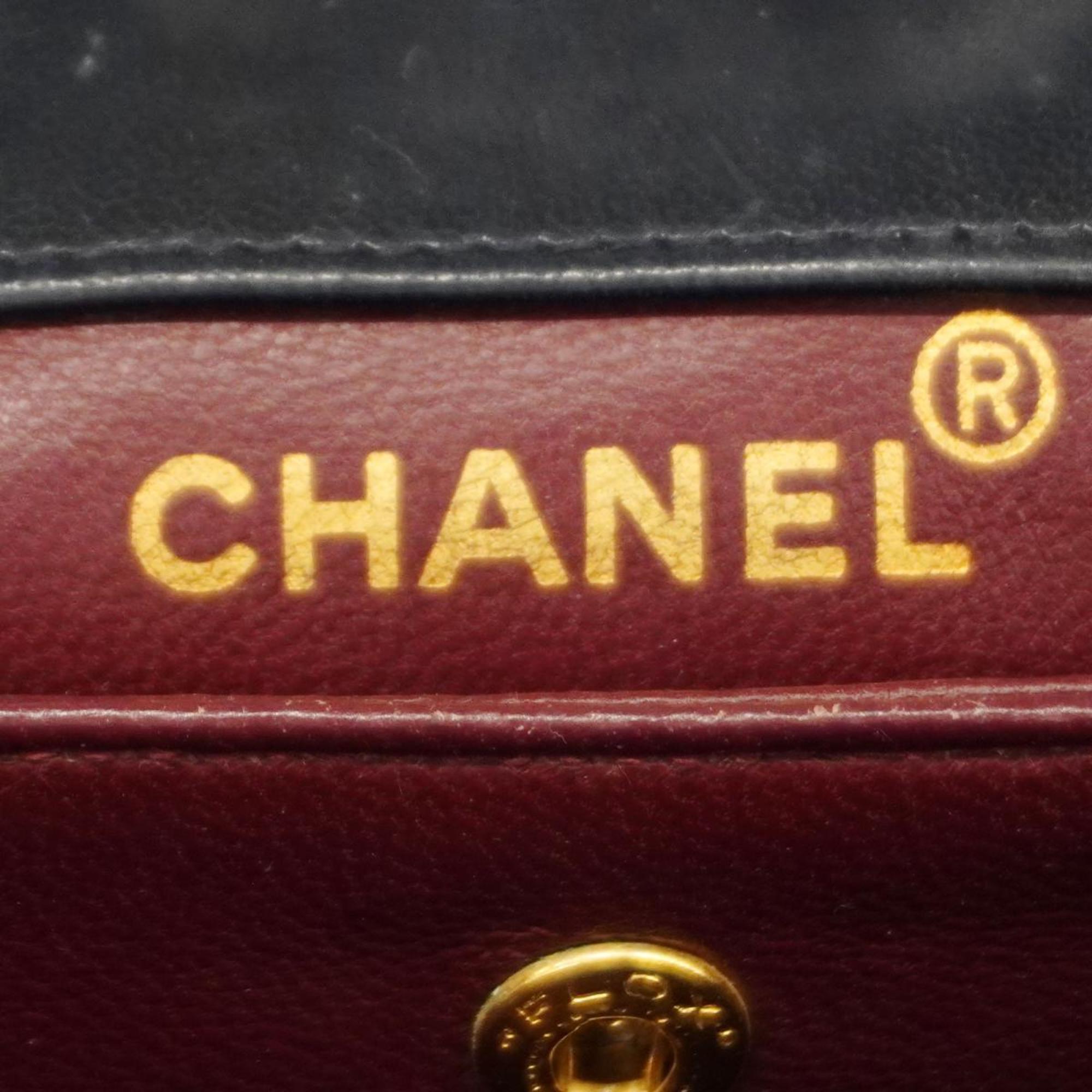 Chanel Shoulder Bag Matelasse W Chain Lambskin Navy Women's