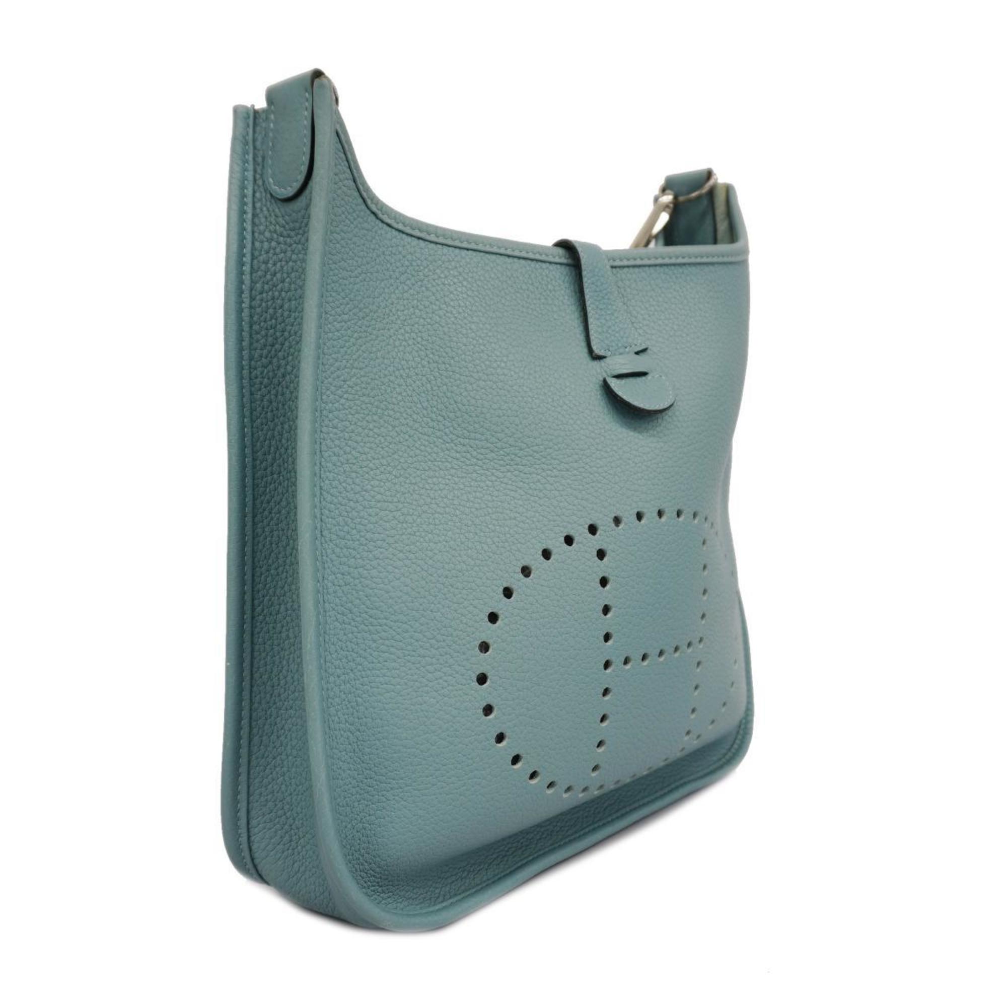 Hermes Shoulder Bag Evelyn PM □M Stamp Taurillon Clemence Blue Lagon Women's