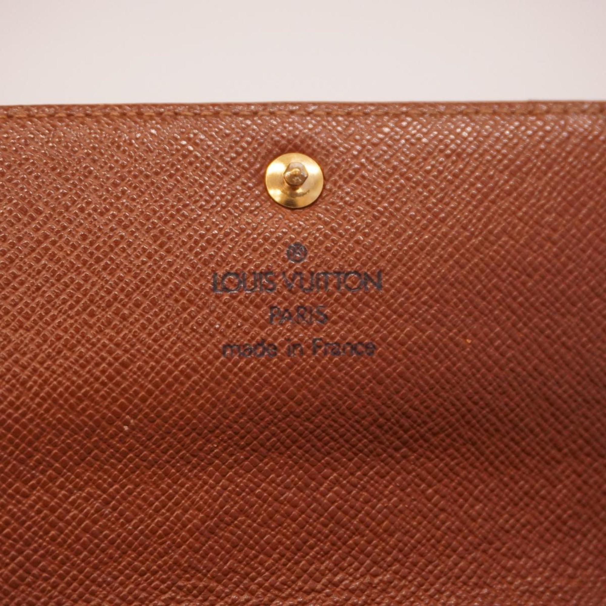 Louis Vuitton Long Wallet Monogram Pochette Porto Monnaie Credit M61725 Brown Ladies