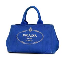 Prada Tote Bag Canapa Canvas Blue Women's