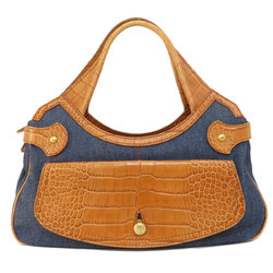 Tod's embossed tote bag in leather and denim for women