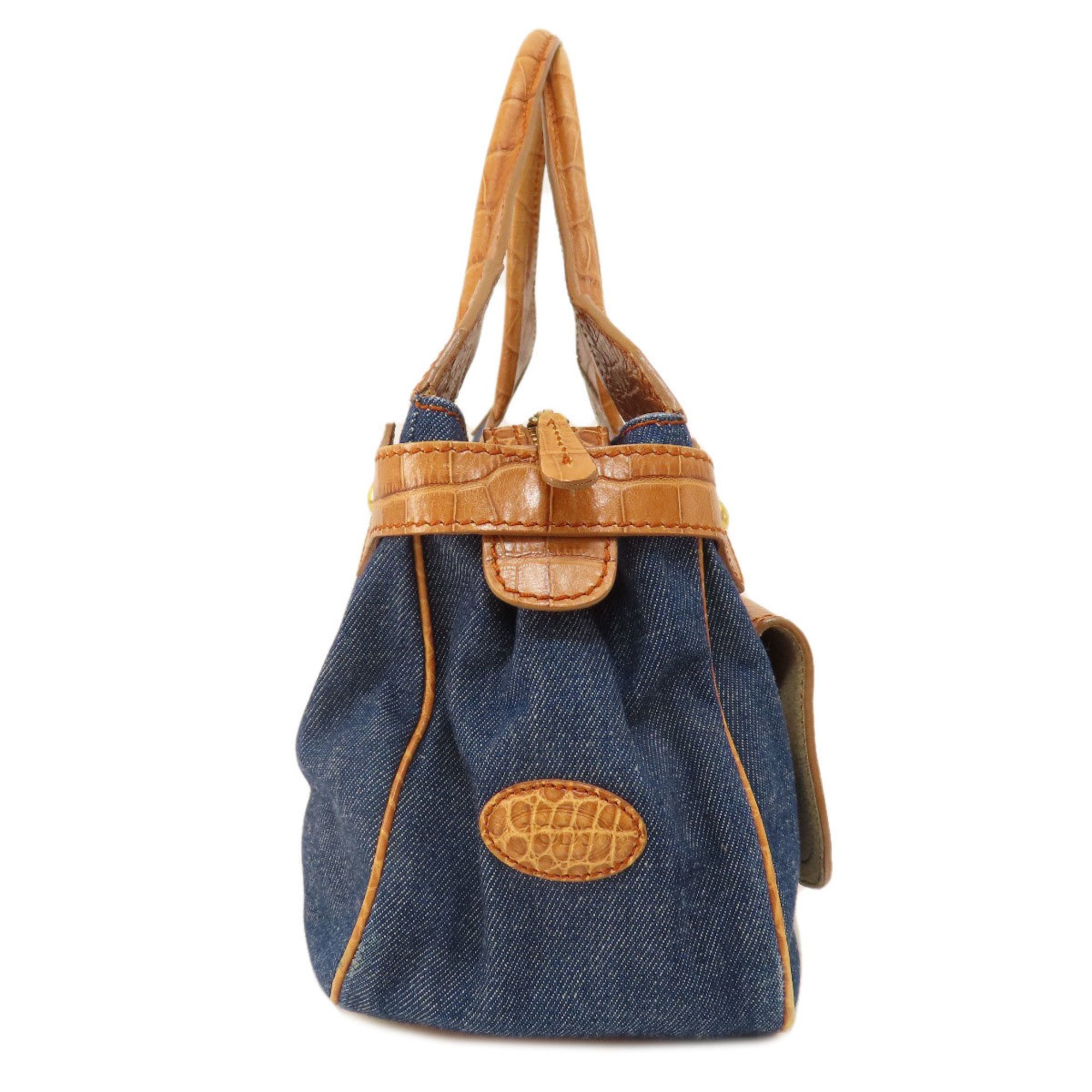 Tod's embossed tote bag in leather and denim for women