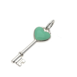 Tiffany Heart Key Enamel Charm Pendant Silver for Women