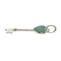 Tiffany Heart Key Enamel Charm Pendant Silver for Women