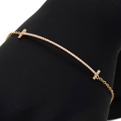 Tiffany T Smile Diamond Bracelet K18 Pink Gold Women's