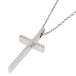 Tiffany Metro Cross Necklace K18 White Gold Women's