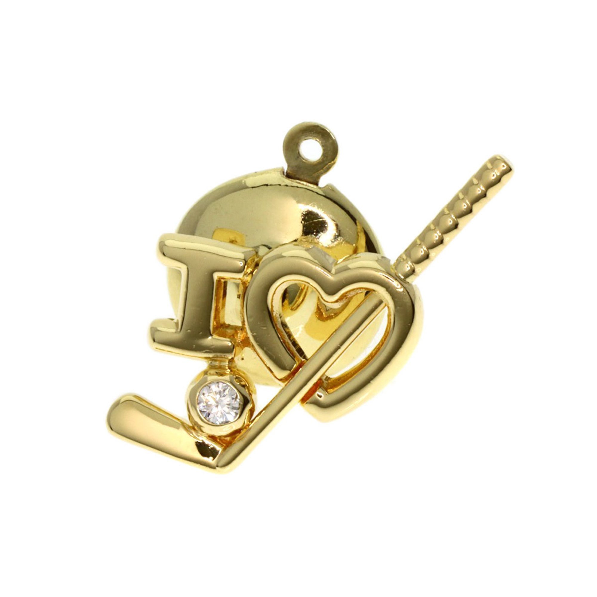 Tiffany I LOVE Golf 1P Diamond Pin Brooch K18 Yellow Gold Ladies