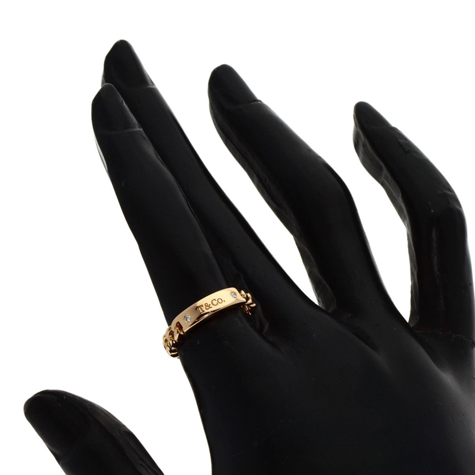 Tiffany Microlink 2P Diamond Ring, 18K Pink Gold, Women's