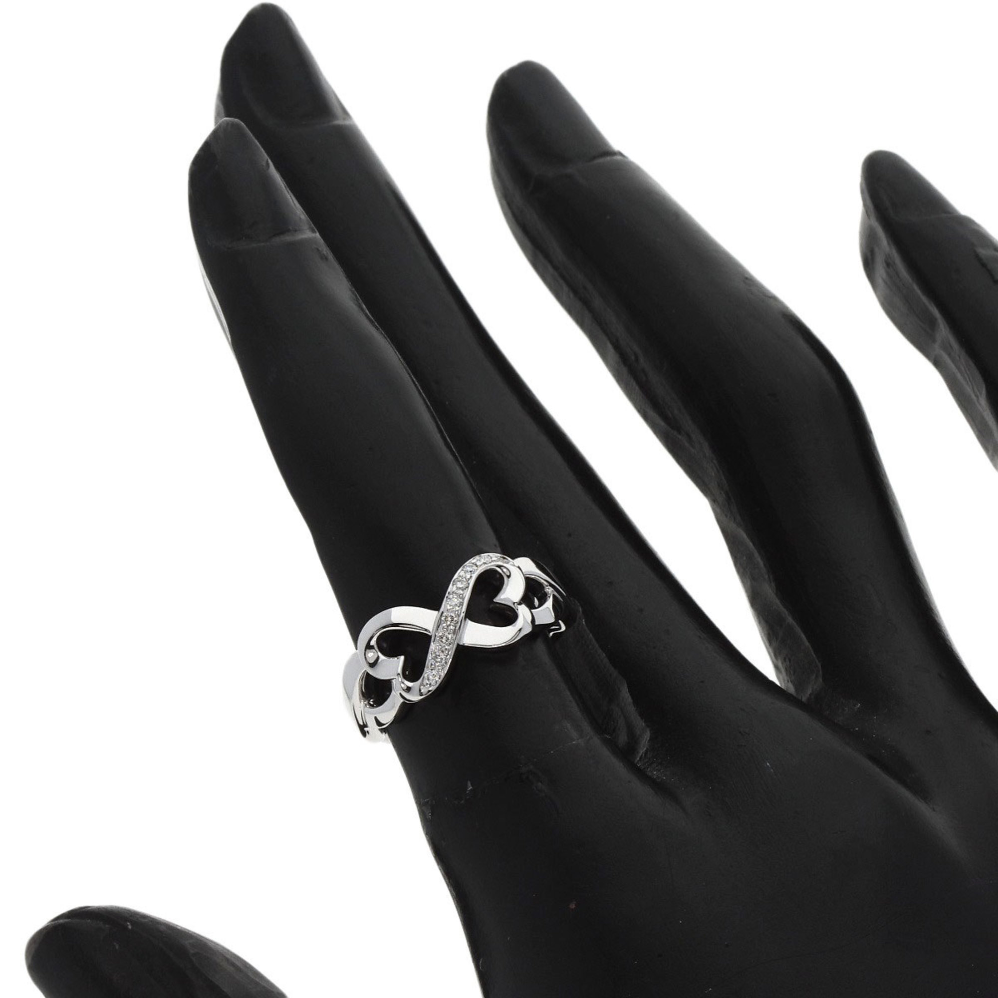 Tiffany Double Loving Heart Diamond Ring, 18K White Gold, Women's