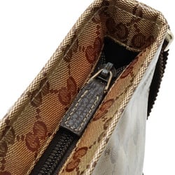 GUCCI GG Crystal Shoulder Bag Coated Canvas Leather Beige Dark Brown 339569