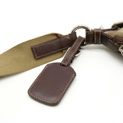 PRADA Prada Jacquard Shoulder Bag Canvas Leather Khaki Beige Dark Brown BT0534
