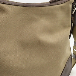 PRADA Prada Jacquard Shoulder Bag Canvas Leather Khaki Beige Dark Brown BT0534