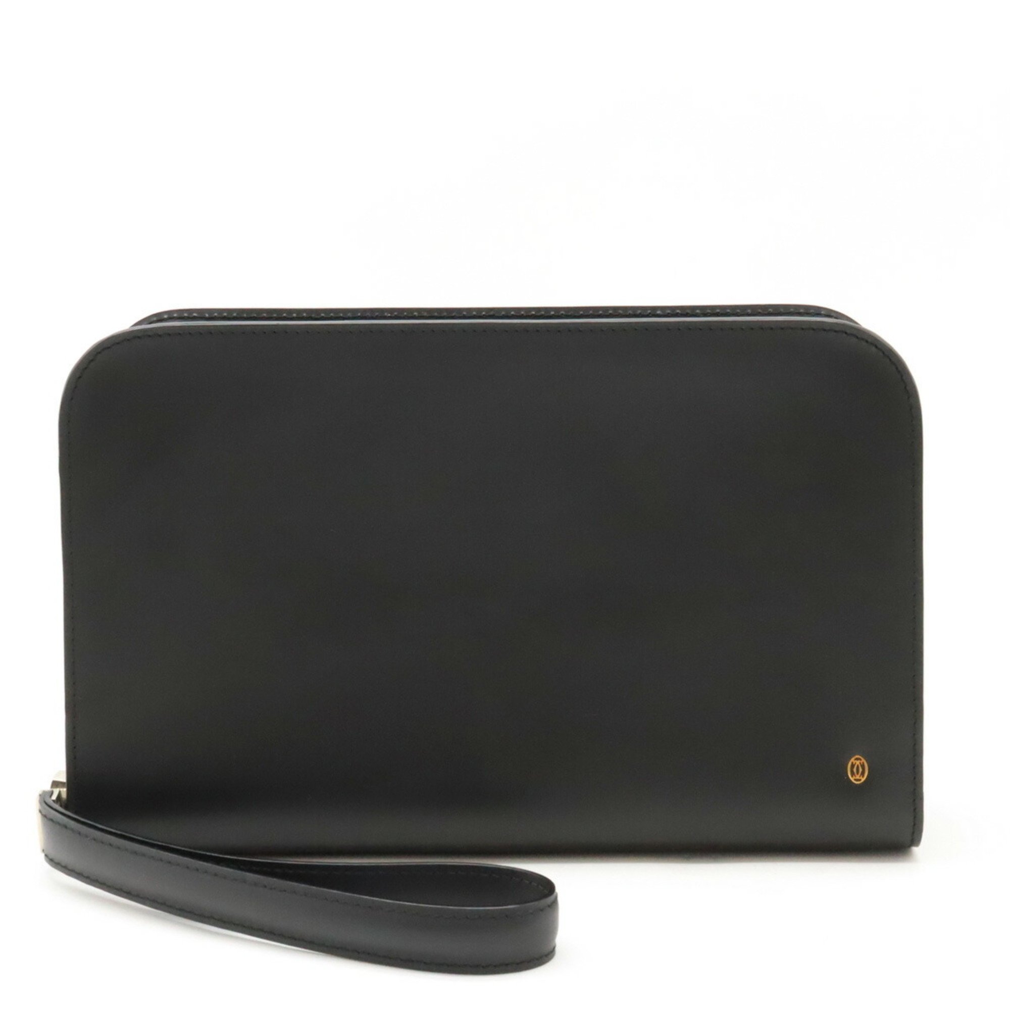 Cartier Pasha Line Second Bag Clutch Leather Black L1000210