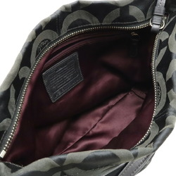 COACH Op Art Handbag Shoulder Bag Canvas Leather Black 14147
