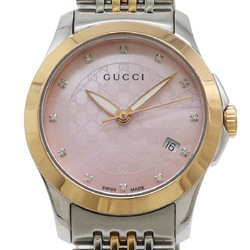 GUCCI G Timeless Collection GG Date Pink Shell Dial SS PGPVD Ladies Quartz Watch 126.5 YA126538