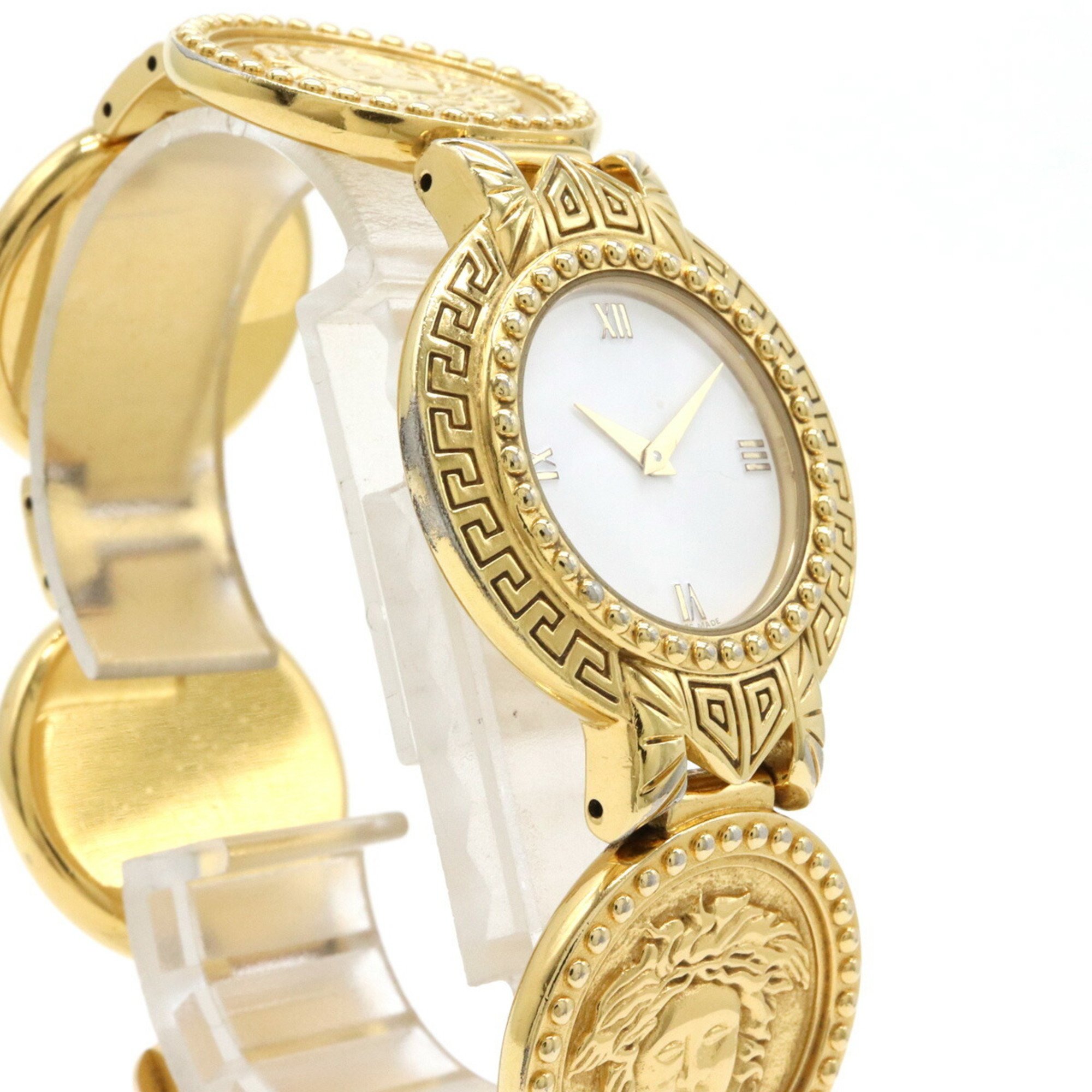 VERSACE Medusa Coin White Dial GP Ladies Quartz Watch 7008002