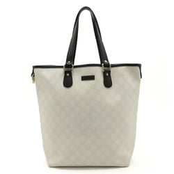 GUCCI GG Supreme Tote Bag Shoulder PVC Leather White Black 189896