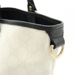 GUCCI GG Supreme Tote Bag Shoulder PVC Leather White Black 189896