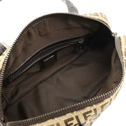 FENDI Zucchino pattern handbag shoulder bag canvas leather beige dark brown 8BN004