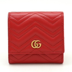 GUCCI GG Marmont Bi-fold Wallet L-Shaped Quilted Leather Red 598629