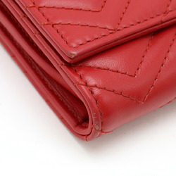 GUCCI GG Marmont Bi-fold Wallet L-Shaped Quilted Leather Red 598629