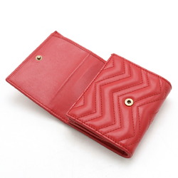 GUCCI GG Marmont Bi-fold Wallet L-Shaped Quilted Leather Red 598629