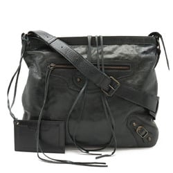 BALENCIAGA The Shoulder Bag Leather Black Green 177288