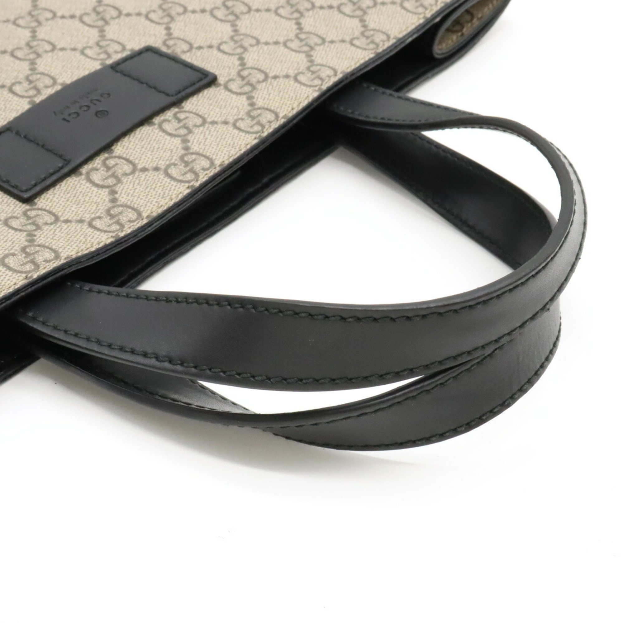 GUCCI Soft GG Supreme Tote Bag Shoulder PVC Leather Khaki Beige Black 456217