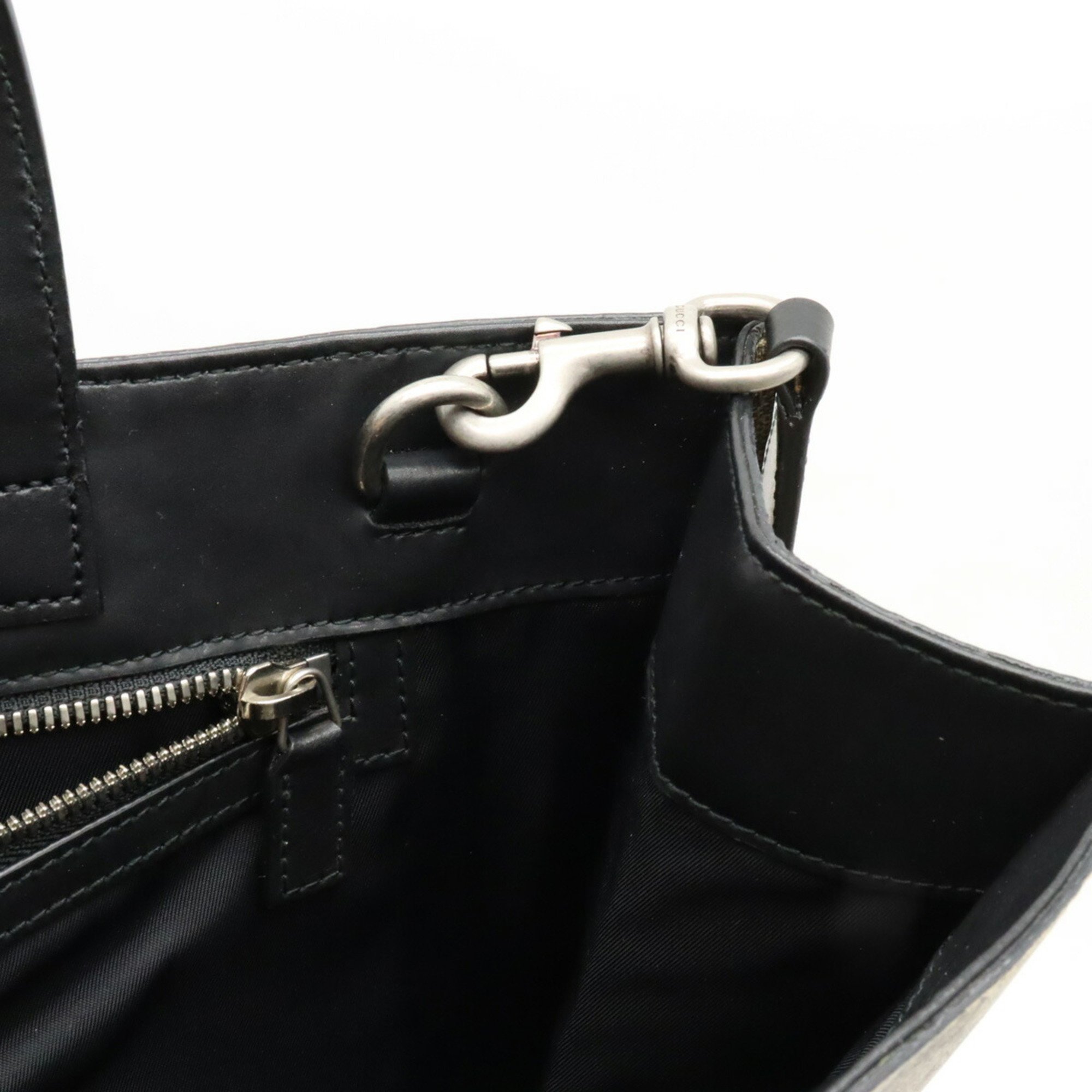 GUCCI Soft GG Supreme Tote Bag Shoulder PVC Leather Khaki Beige Black 456217