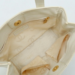 CHANEL Chanel Coco Mark Triple Handbag Bag Enamel Ivory