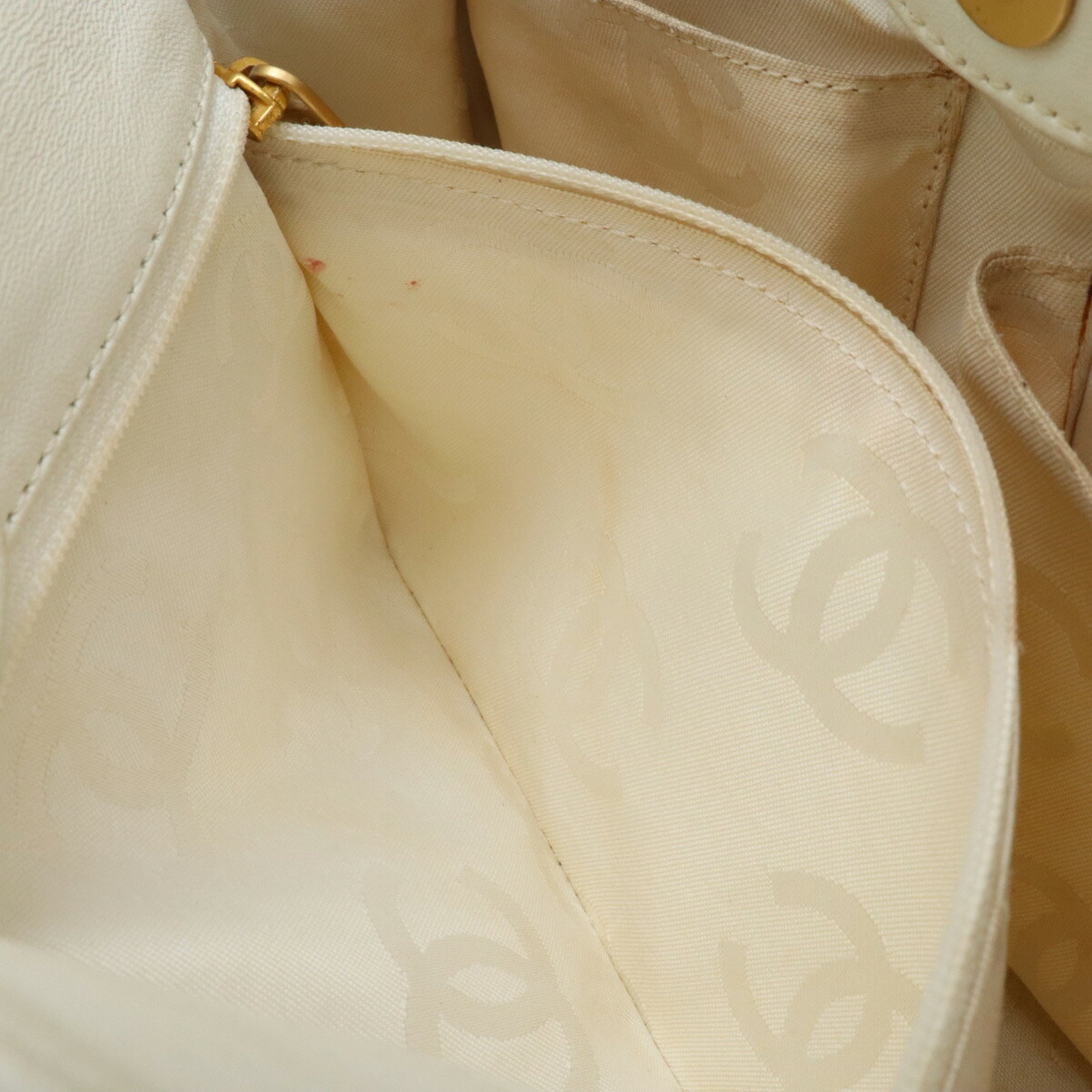 CHANEL Chanel Coco Mark Triple Handbag Bag Enamel Ivory