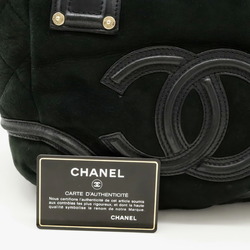 CHANEL Coco Mark Handbag Tote Bag Mouton Leather Boa Black