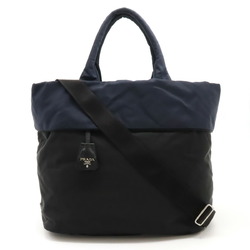 PRADA Prada Nylon TESSUTO DOUBLE Tote Bag Shoulder Reversible NERO Black Navy BN1958