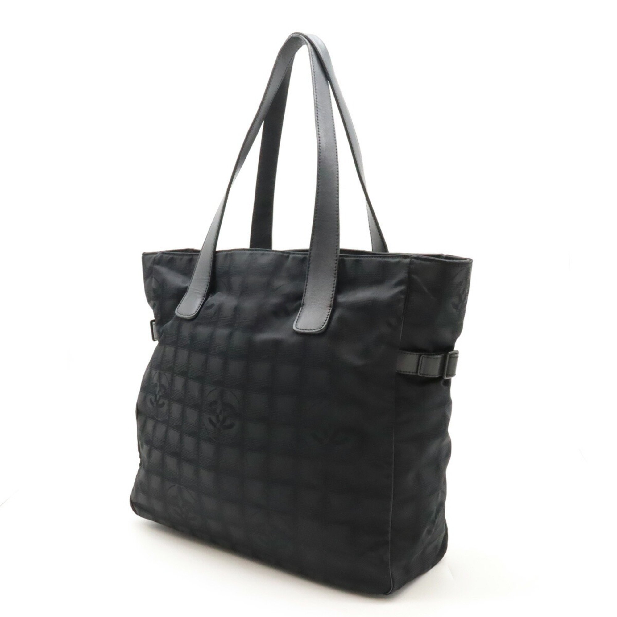 CHANEL New Travel Line Tote GM Bag Shoulder Nylon Leather Black A15825