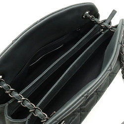 CHANEL Mademoiselle Matelasse Bowling Bag Chain Shoulder Sparkle Leather Black A50556